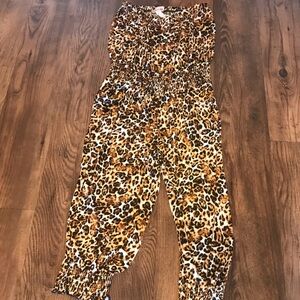 Sexy Leopard Print Strapless Jumpsuit large body centra